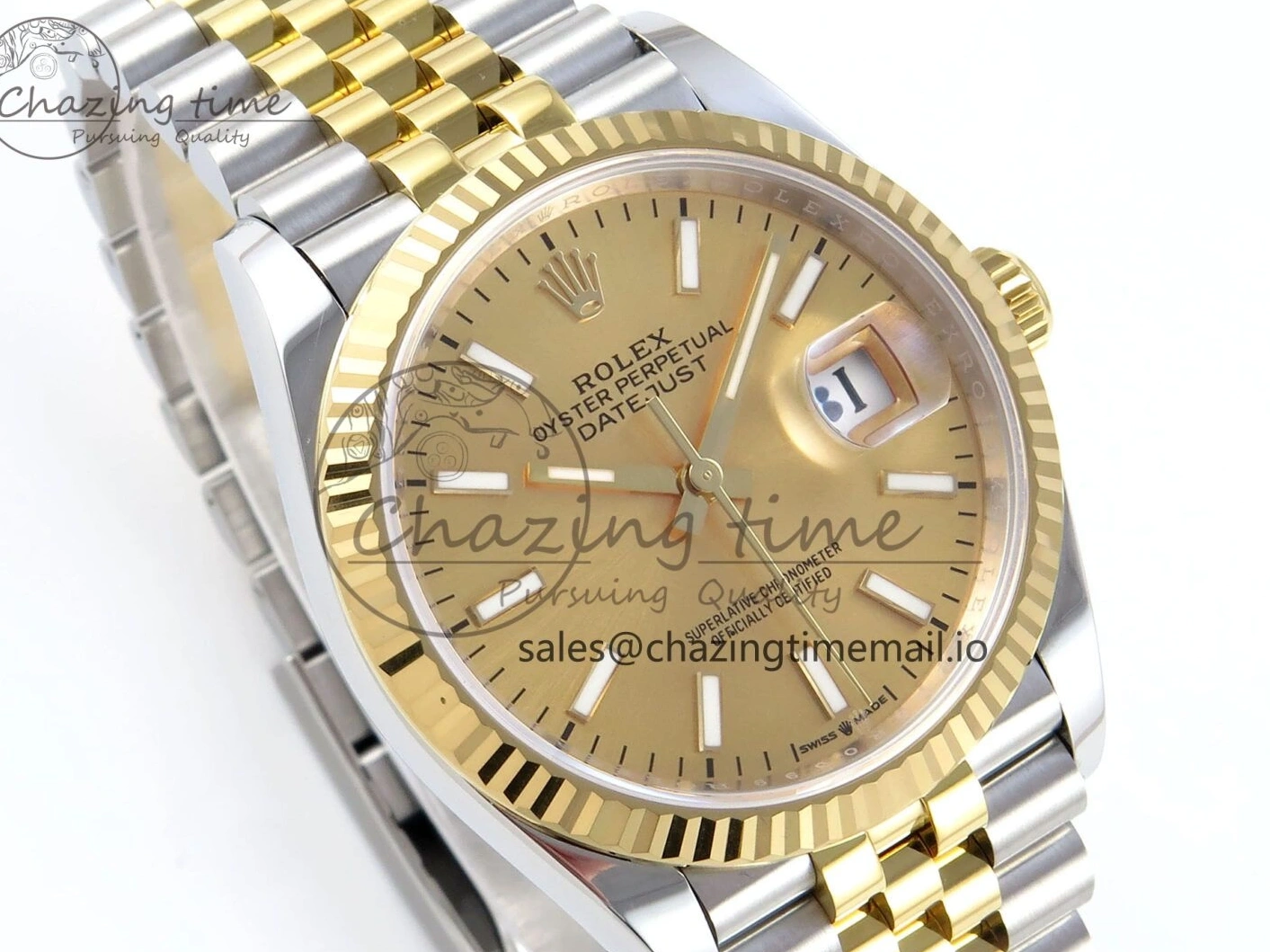 1225 Resilient DateJust 36 126233 EWEF Best Edition YG Stick Dial on SS YG Jubilee Bracelet A 624